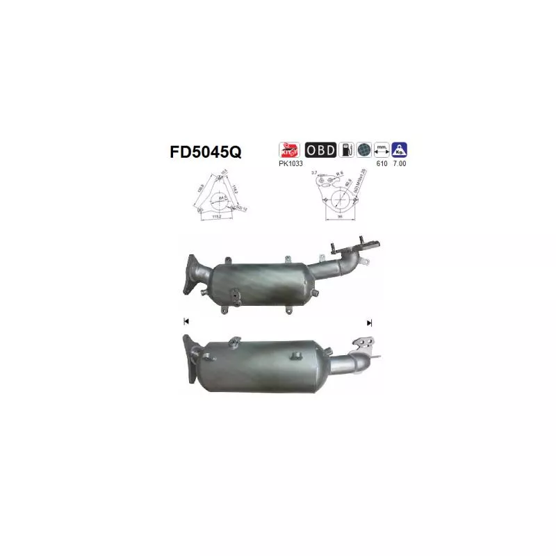 Filtre à particules / à suie, échappement AS FD5045Q