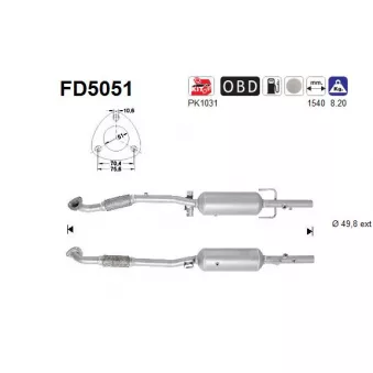 Filtre à particules / à suie, échappement AS FD5051