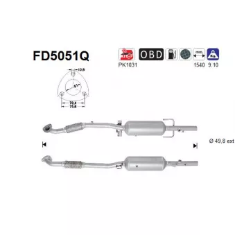 Filtre à particules / à suie, échappement AS FD5051Q