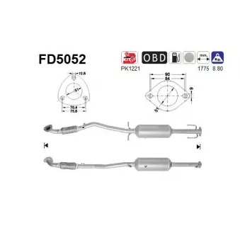 Filtre à particules / à suie, échappement AS FD5052