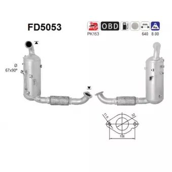 Filtre à particules / à suie, échappement AS FD5053