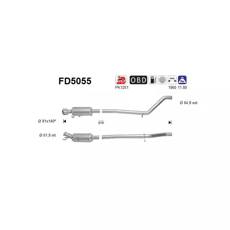 Filtre à particules / à suie, échappement AS FD5055