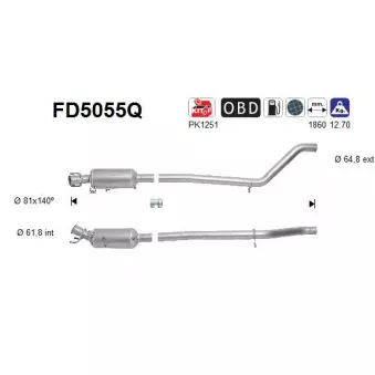 Filtre à particules / à suie, échappement AS FD5055Q