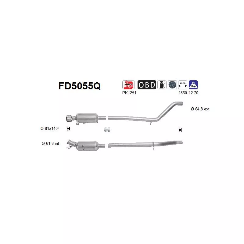 Filtre à particules / à suie, échappement AS FD5055Q