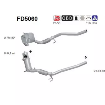 Filtre à particules / à suie, échappement AS FD5060