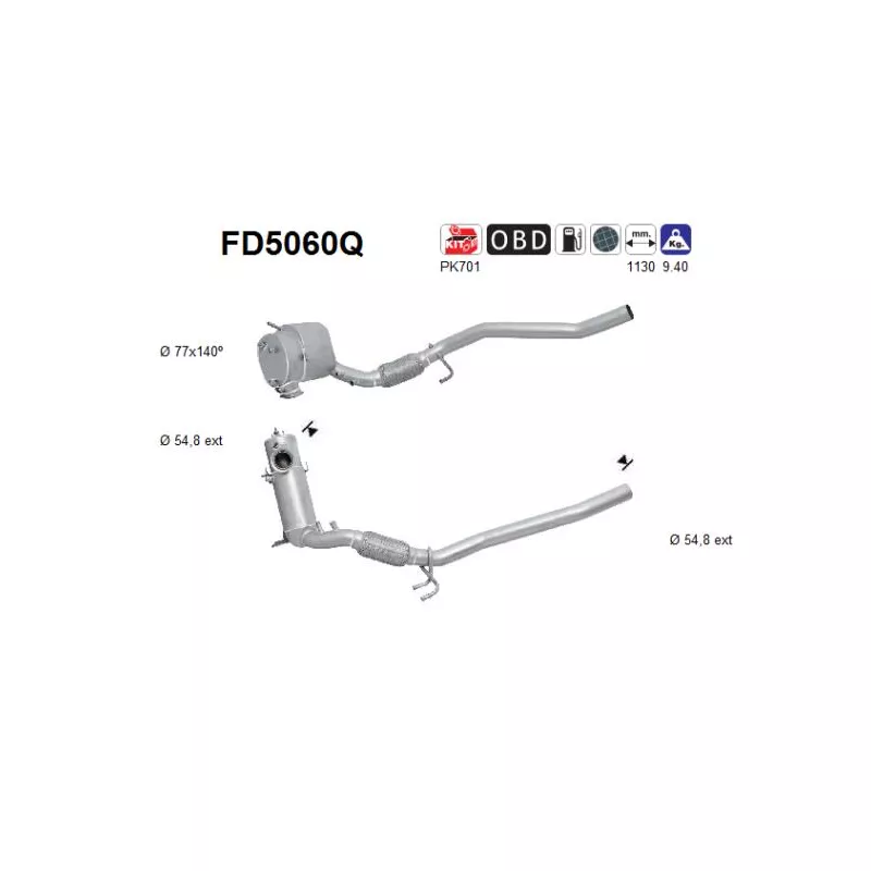Filtre à particules / à suie, échappement AS FD5060Q