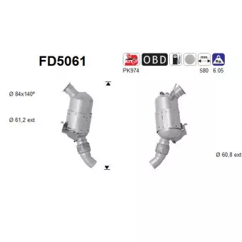 Filtre à particules / à suie, échappement AS FD5061
