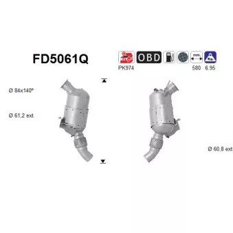 Filtre à particules / à suie, échappement AS FD5061Q