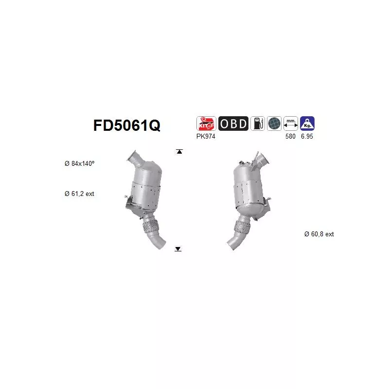 Filtre à particules / à suie, échappement AS FD5061Q