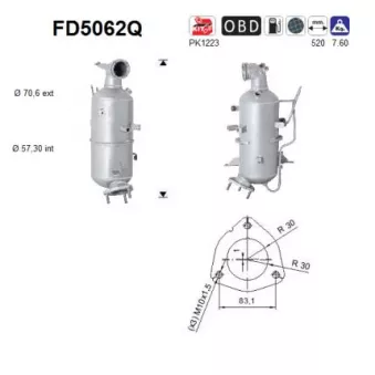 Filtre à particules / à suie, échappement AS FD5062Q