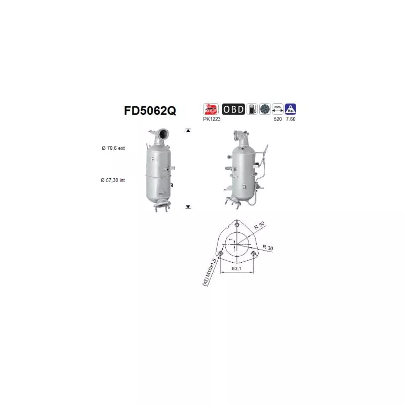 Filtre à particules / à suie, échappement AS FD5062Q