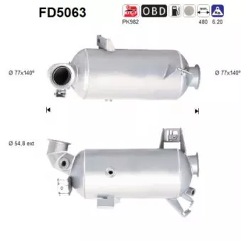 Filtre à particules / à suie, échappement AS FD5063