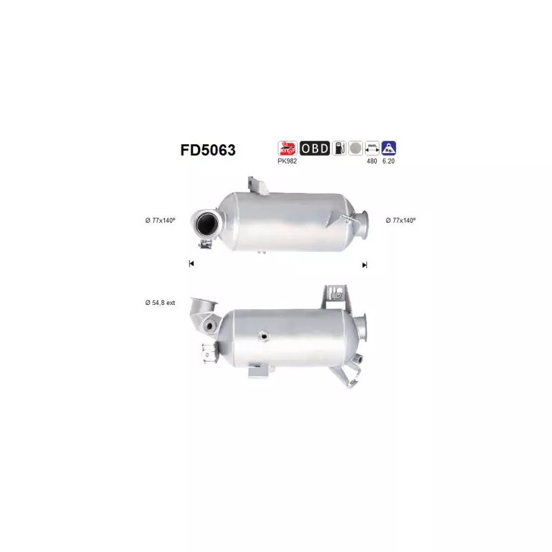 Filtre à particules / à suie, échappement AS FD5063