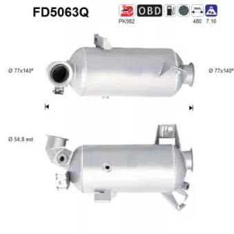Filtre à particules / à suie, échappement AS FD5063Q