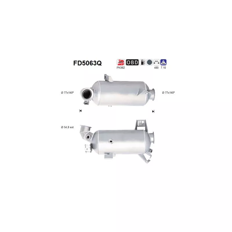 Filtre à particules / à suie, échappement AS FD5063Q
