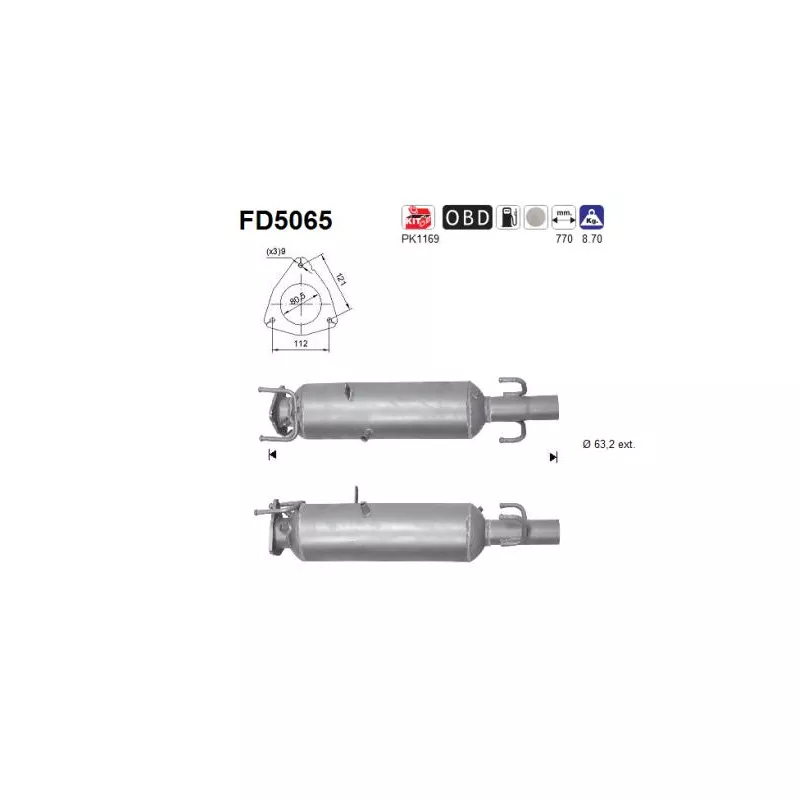 Filtre à particules / à suie, échappement AS FD5065