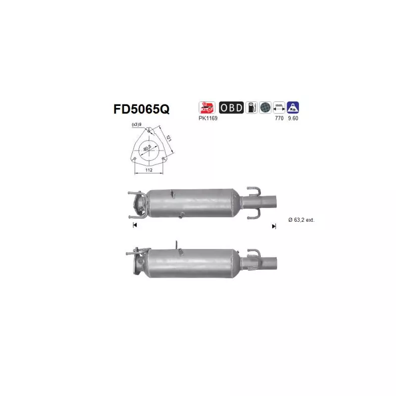 Filtre à particules / à suie, échappement AS FD5065Q