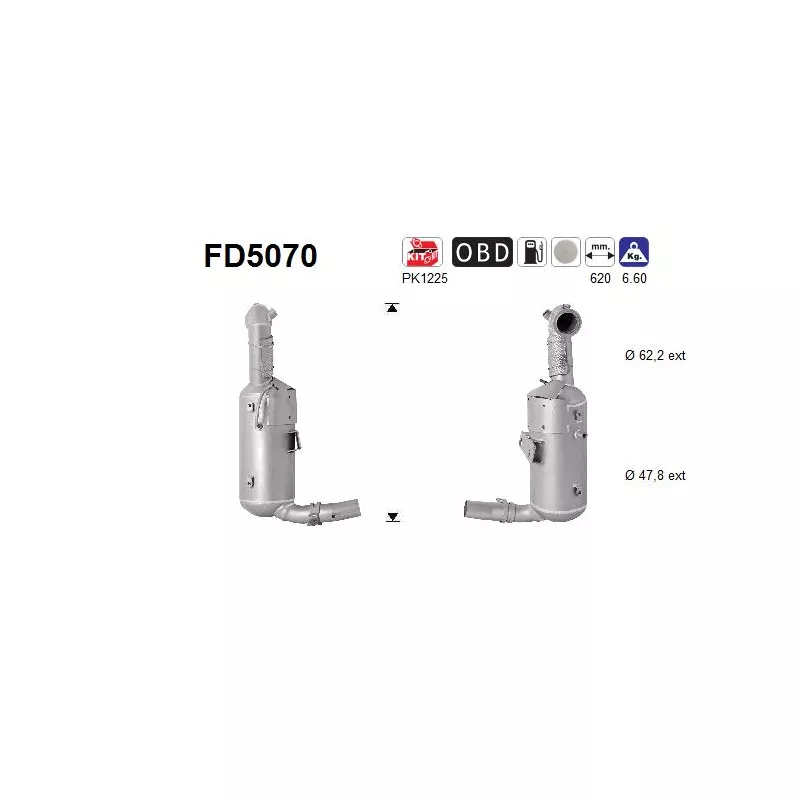 Filtre à particules / à suie, échappement AS FD5070