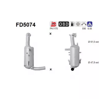Filtre à particules / à suie, échappement AS FD5074