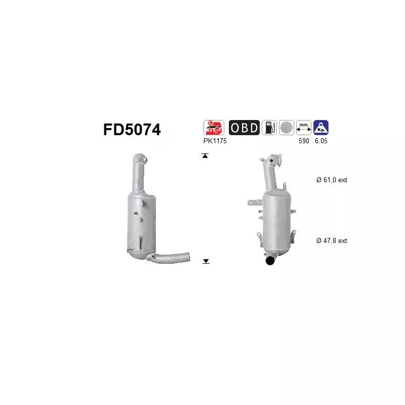 Filtre à particules / à suie, échappement AS FD5074