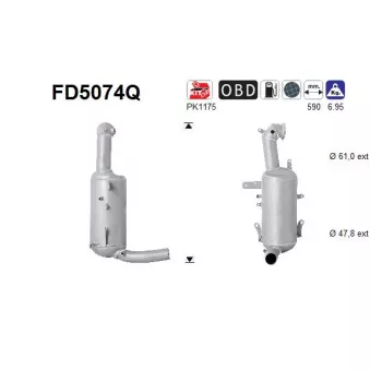 Filtre à particules / à suie, échappement AS FD5074Q