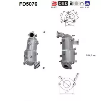 Filtre à particules / à suie, échappement AS FD5076
