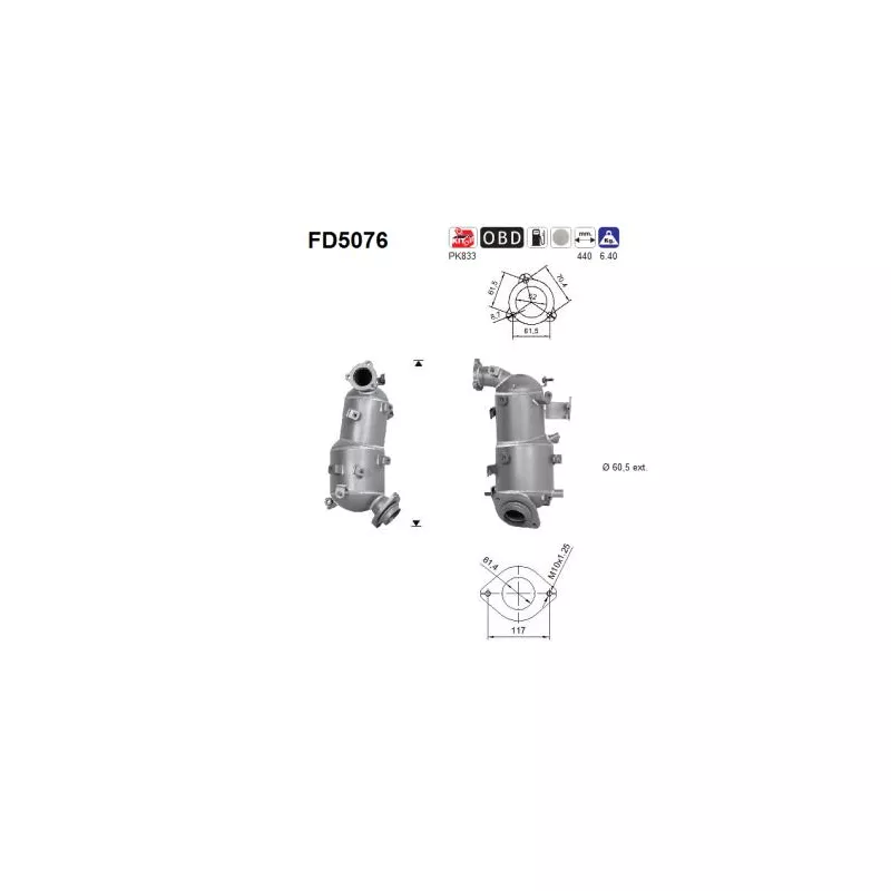 Filtre à particules / à suie, échappement AS FD5076