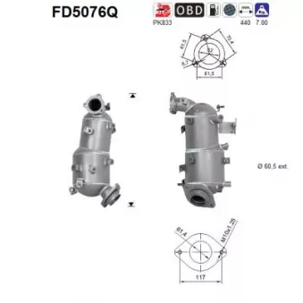 Filtre à particules / à suie, échappement AS FD5076Q