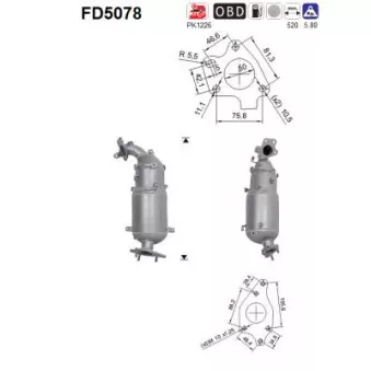 Filtre à particules / à suie, échappement AS FD5078