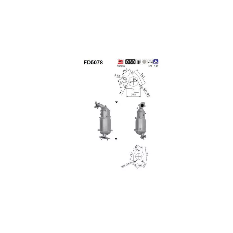 Filtre à particules / à suie, échappement AS FD5078