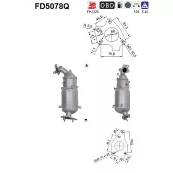 Filtre à particules / à suie, échappement AS FD5078Q