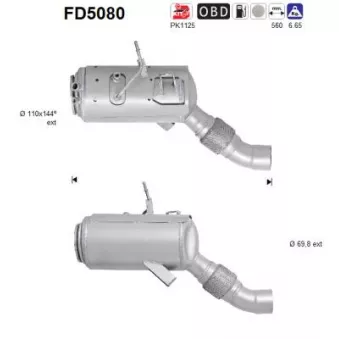 Filtre à particules / à suie, échappement AS FD5080