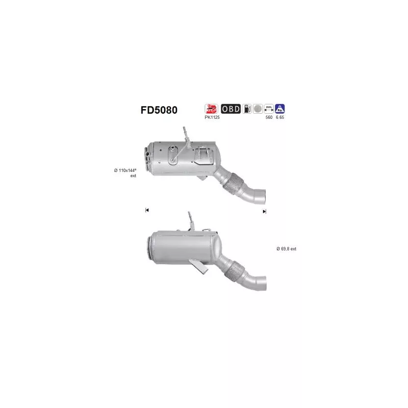 Filtre à particules / à suie, échappement AS FD5080