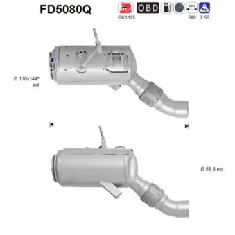 Filtre à particules / à suie, échappement AS FD5080Q