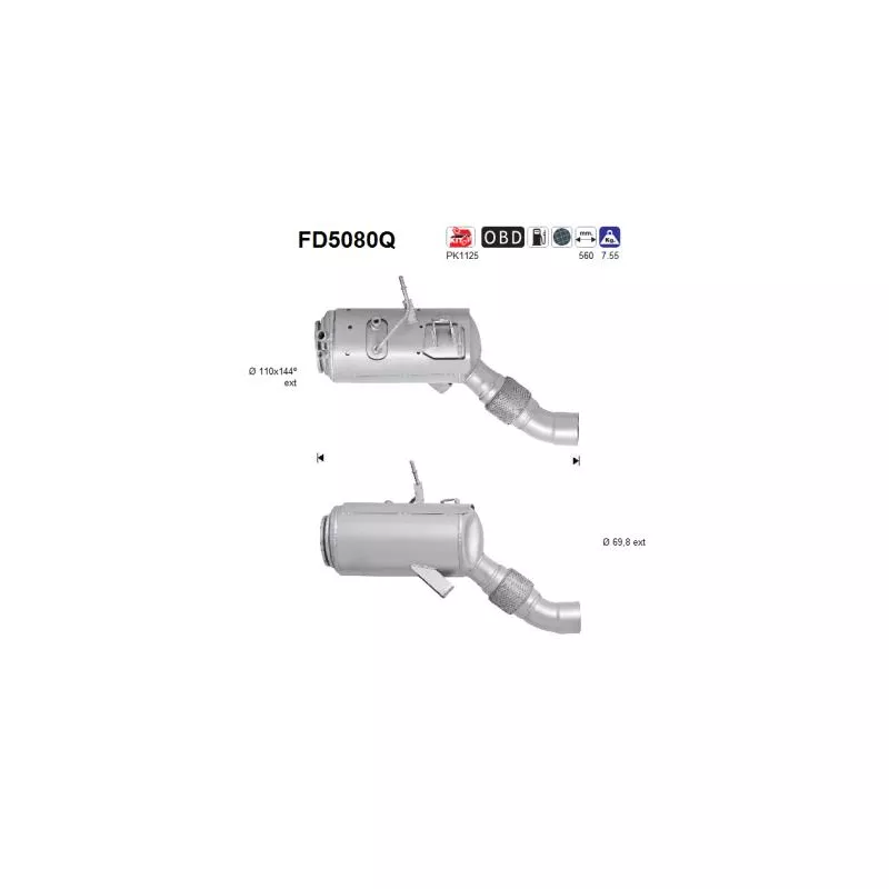 Filtre à particules / à suie, échappement AS FD5080Q