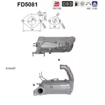 Filtre à particules / à suie, échappement AS FD5081