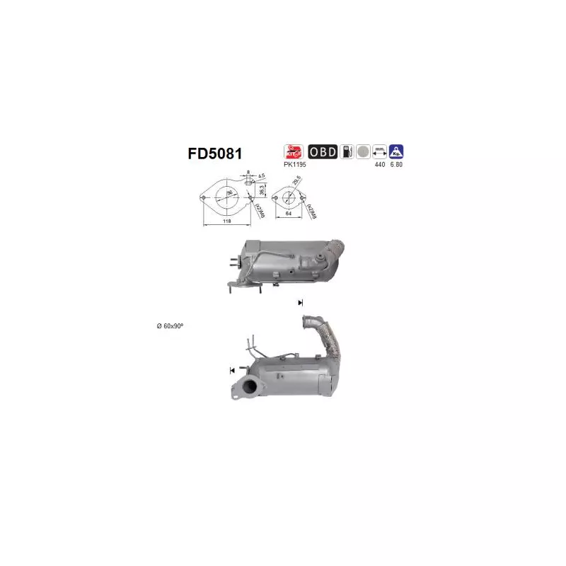 Filtre à particules / à suie, échappement AS FD5081