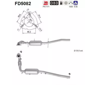 Filtre à particules / à suie, échappement AS FD5082