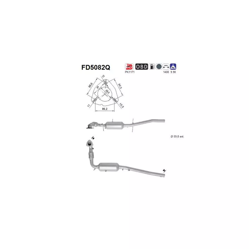 Filtre à particules / à suie, échappement AS FD5082Q