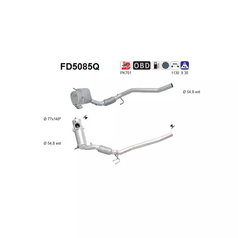 Filtre à particules / à suie, échappement AS FD5085Q