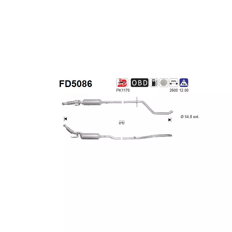 Filtre à particules / à suie, échappement AS FD5086