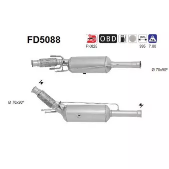 Filtre à particules / à suie, échappement AS FD5088