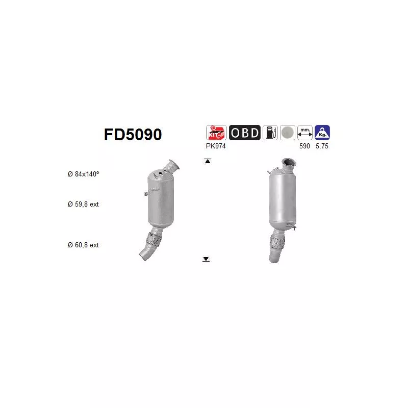 Filtre à particules / à suie, échappement AS FD5090