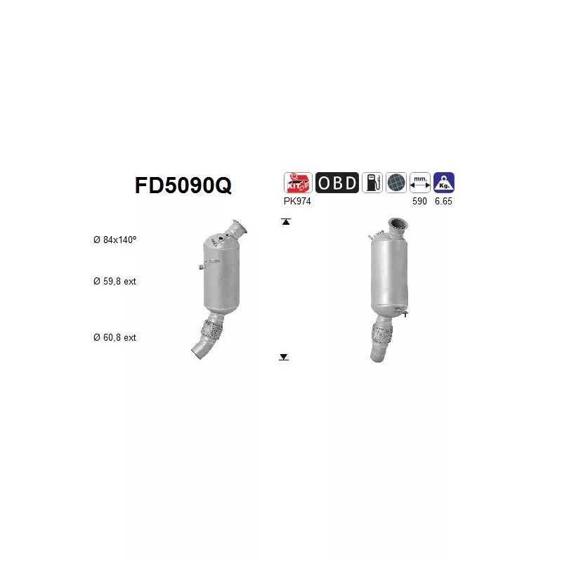 Filtre à particules / à suie, échappement AS FD5090Q