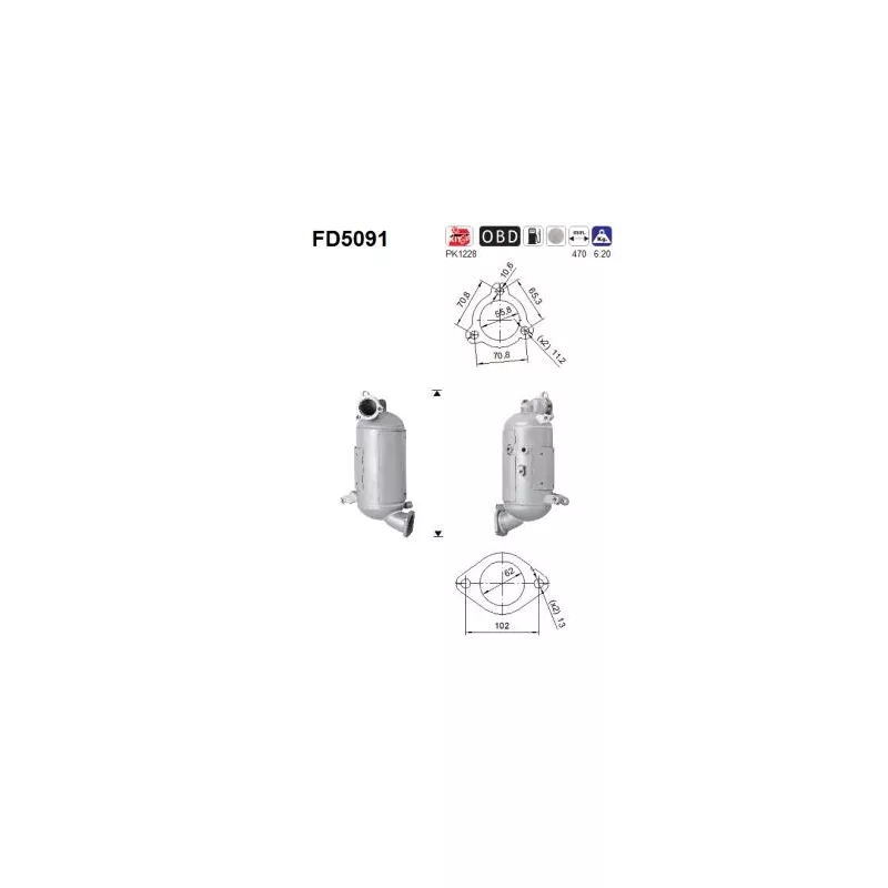 Filtre à particules / à suie, échappement AS FD5091