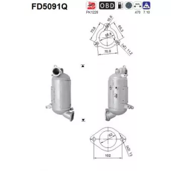 Filtre à particules / à suie, échappement AS FD5091Q