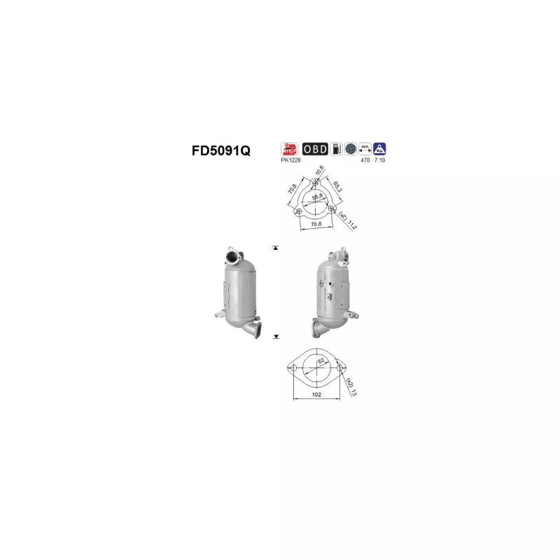 Filtre à particules / à suie, échappement AS FD5091Q