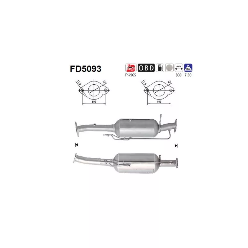 Filtre à particules / à suie, échappement AS FD5093