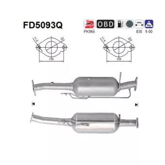 Filtre à particules / à suie, échappement AS FD5093Q