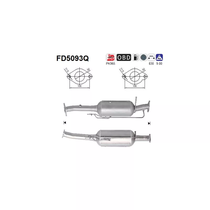 Filtre à particules / à suie, échappement AS FD5093Q